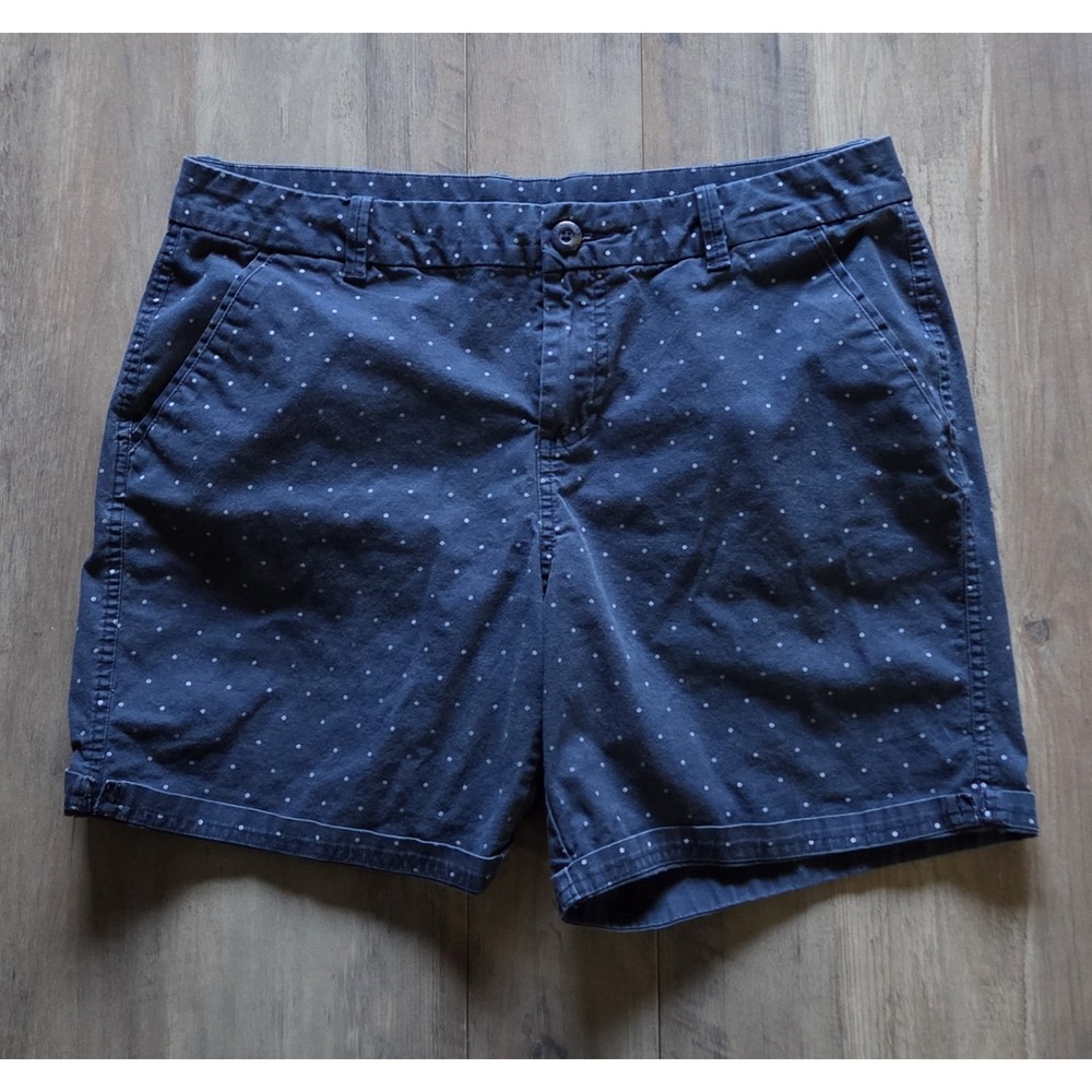 Columbia Navy Blue Cuff Shorts With White Polka Dots PFG Women Sz 12 (6" Inseam)